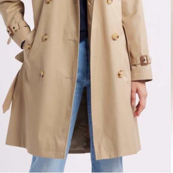 Ralph Lauren Khaki Double Breasted Water Resistent Trench Coat, Size XLG - Picture 3 of 11